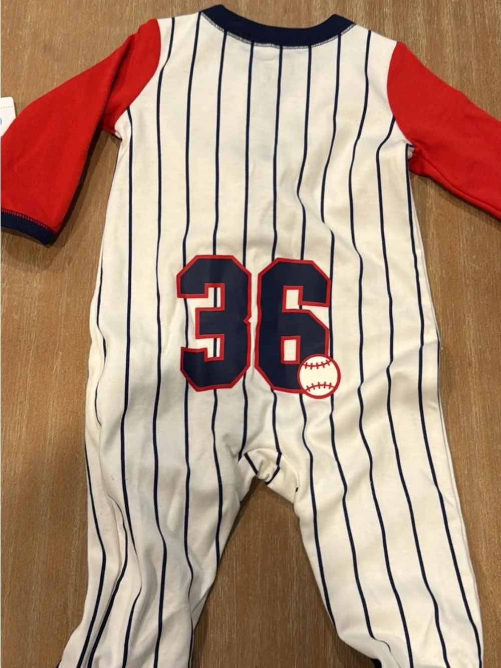 Carters NWT Red & White Striped Footed baseball  One-Piece for baby